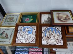 A COLLECTION OF ANTIQUE TILES INCLUDING MINTON HOLLINS AND CO, A TILE AFTER MOYR-SMITH, A PAINTED