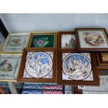 A COLLECTION OF ANTIQUE TILES INCLUDING MINTON HOLLINS AND CO, A TILE AFTER MOYR-SMITH, A PAINTED