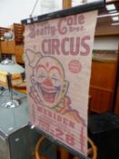 TWO VINTAGE STYLE BANNERS - BEATY COLE CIRCUS AND DONCASTER RACES.