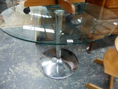 A GLASS TOP CENTRE TABLE.