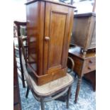A VICTORIAN MAHOGANY POT CUPBOARD, A STANDARD LAMP AND A BENTWOOD CHAIR.