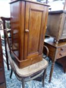 A VICTORIAN MAHOGANY POT CUPBOARD, A STANDARD LAMP AND A BENTWOOD CHAIR.