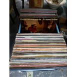 A BOX OF LP RECORD ALBUMS, MOSTLY 70'S AND 80'S EASY LISTENING, CLASSICAL, POP ETC.