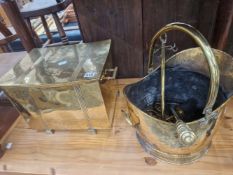 TWO BRASS COAL BOXES ETC.