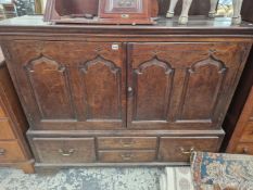 AN 18th C. AND LATER OAK HALL CABINET.