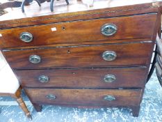 A REGENCY MAHOGANY CHEST OF FOUR GRADUATED DRAWERS.