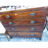 A REGENCY MAHOGANY CHEST OF FOUR GRADUATED DRAWERS.