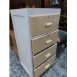 A PAINTED FOUR DRAWER SMALL CHEST.