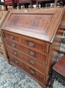 AN EDWARDIAN INAID MAHOGANY BUREAU WITH FITTED INTERIOR.
