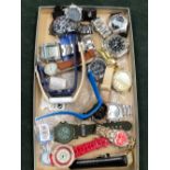 A NURSES FOB WATCH, A SWISS ARMY WATCH, VARIOUS DIAMANTE WATCHES, DIGITAL EXAMPLES ETC.