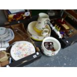 VINTAGE SPECTACLES, PLATED CUTLERY, A WASH BOWL SET, VARIOUS CHINAWARES ETC. (QTY)