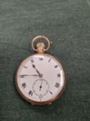 A 9ct GOLD HALLMARKED POCKET WATCH. GROSS WEIGHT 85 gms. CASE DIAMETER 48mm. (CURRENTLY IN RUNNING