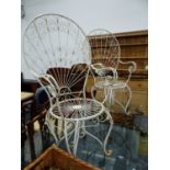 A PAIR OF RETRO WIRE WORK HIGH BACK GARDEN OR CONSERVATORY CHAIRS.