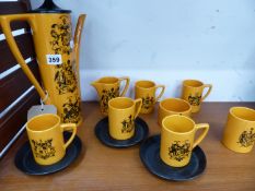 ATTRIB.TO PORTMERRION. A MID CENTURY DESIGN COFFEE SET DECORATED WITH ARMORIALS.