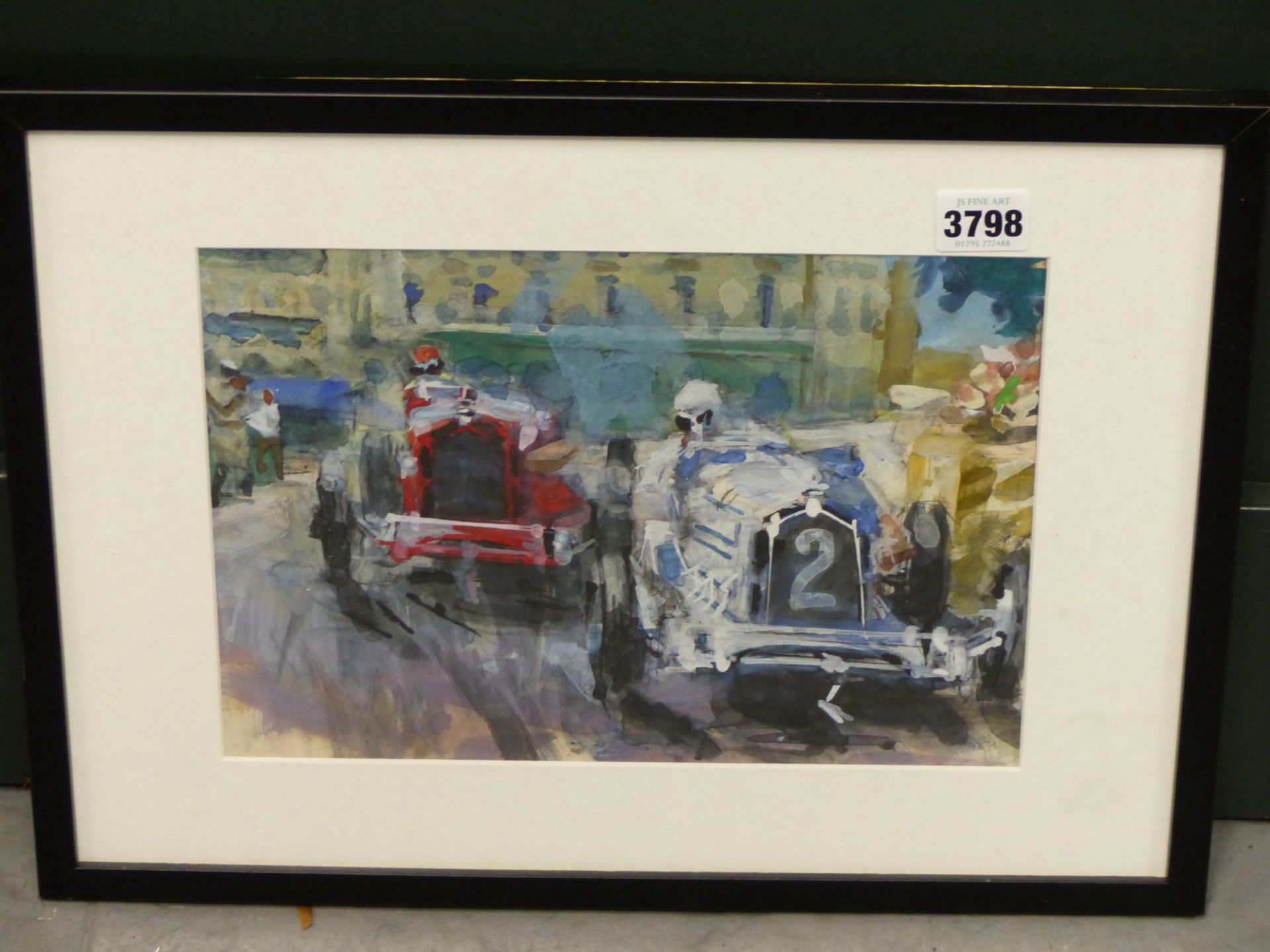 WALTER GOTSCHKE (1912-2000) ARR. 1932 MONTE CARLO GRAND PRIX. WATERCOLOUR, UNSIGNED, PRESENTATION - Image 4 of 6