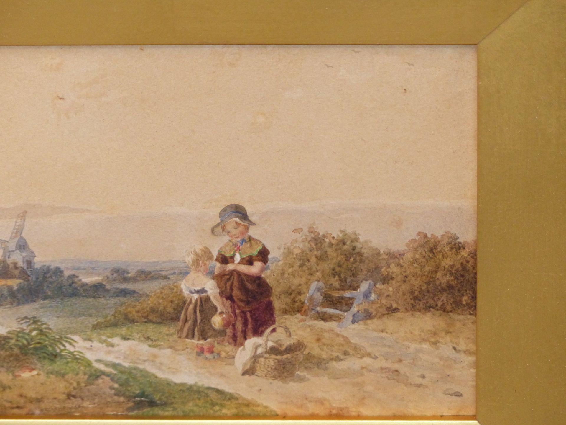 H. PLATT ( 19TH CENTURY). CHILDREN WITH FRUIT BASKET ON A COUNTRY PATH. WATERCOLOUR. SIGNED L/L - Image 5 of 7