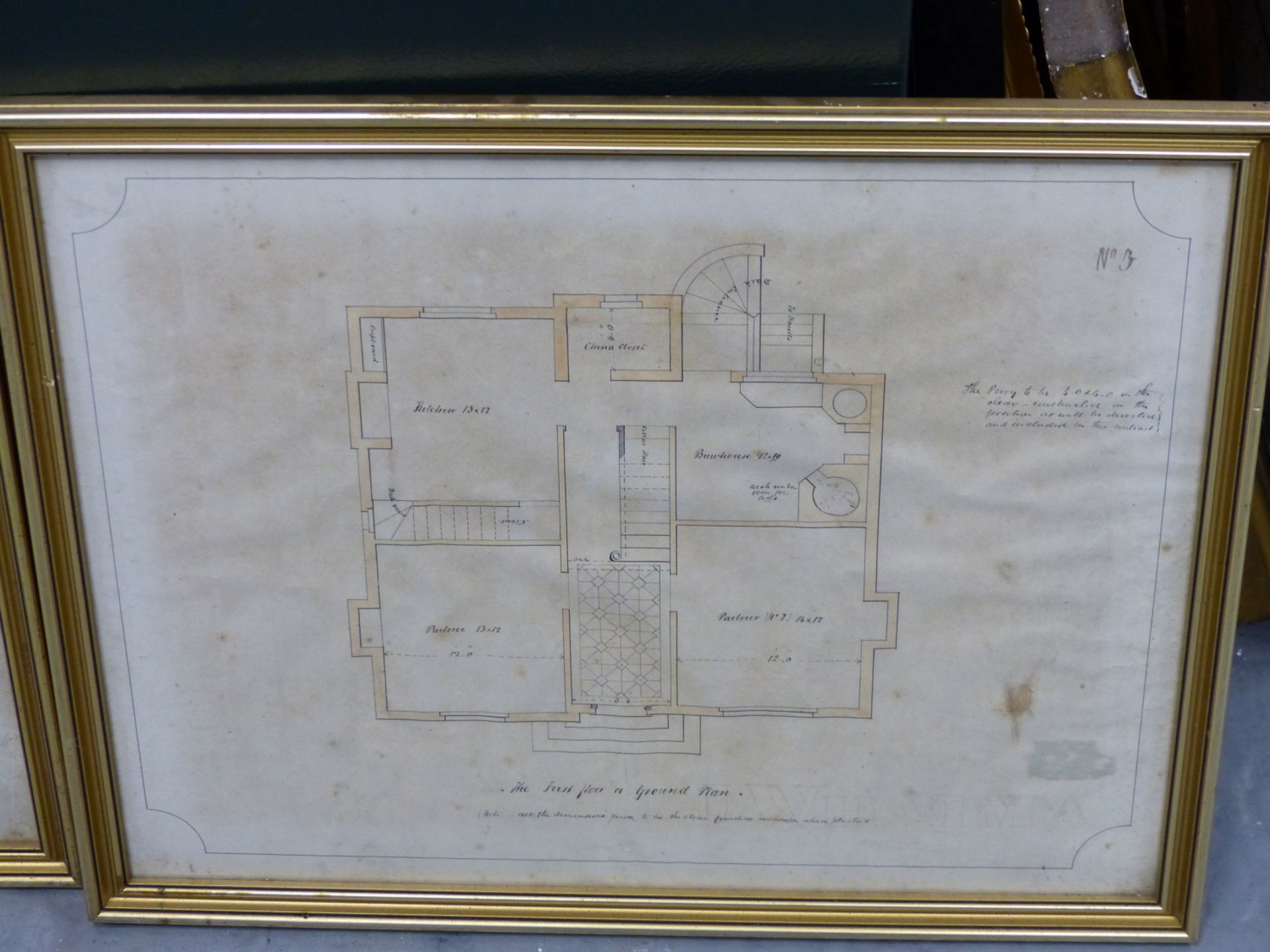 ARCHITECTURAL PLANS, AN INTERESTING SET OF MID 19TH CENTURY ARCHITECTS PLANS FOR AN IMPRESSIVE - Bild 4 aus 7