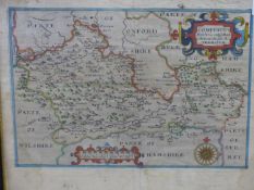 SAXTON- HOLE, (C.1637). HAND COLOURED ENGRAVED MAP OF BERKSHIRE FROM CAMPDEN'S BRITTANICA 33 X 24