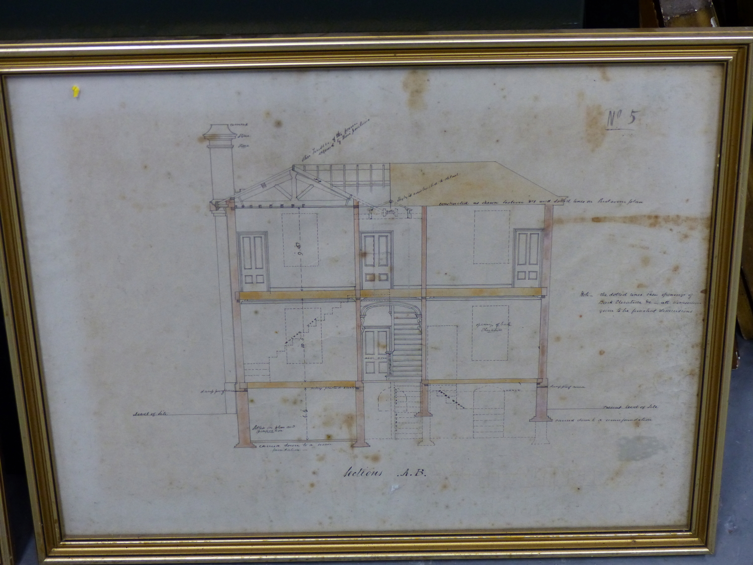 ARCHITECTURAL PLANS, AN INTERESTING SET OF MID 19TH CENTURY ARCHITECTS PLANS FOR AN IMPRESSIVE - Image 6 of 7