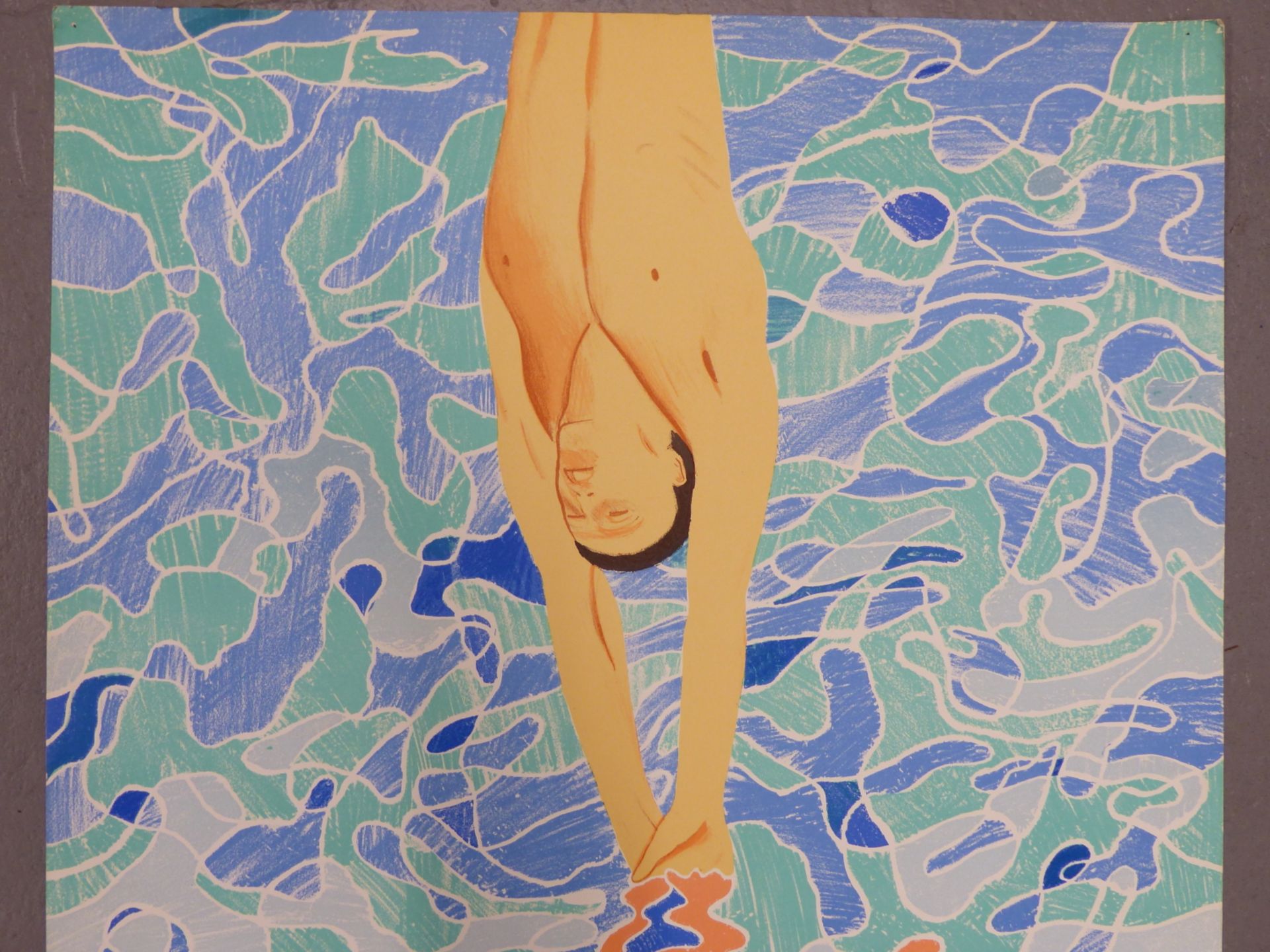 AFTER DAVID HOCKNEY (B.1937) THE DIVER. COLOUR PRINT. ( THIS IMAGE WAS ORIGINALLY USED FOR THE - Image 3 of 14