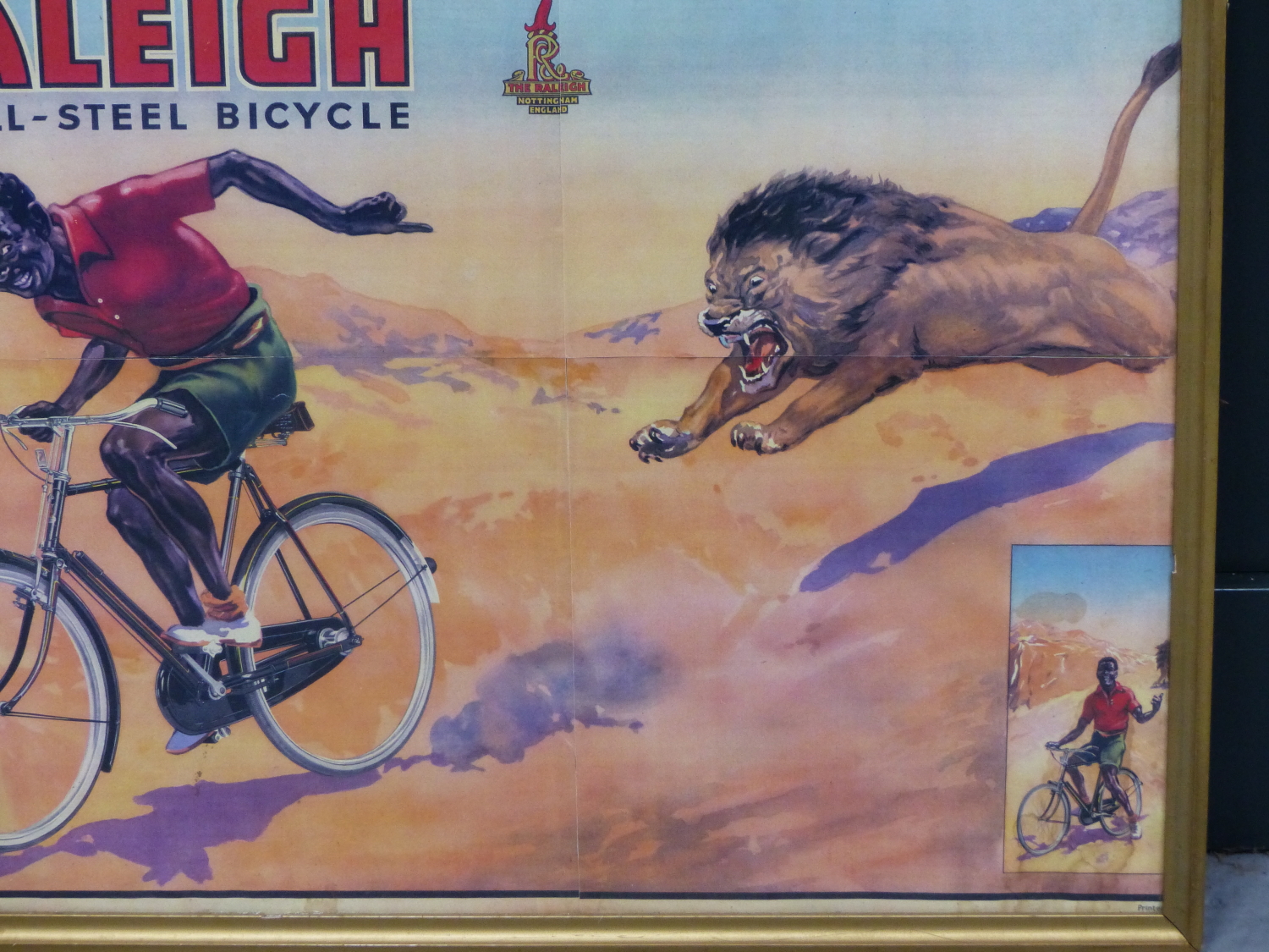 20TH CENTURY. A RARE RALIEGH ALL STEEL BICYCLE ADVERTISING PRINT.C.1940'S 62 X 48cm. - Image 5 of 18