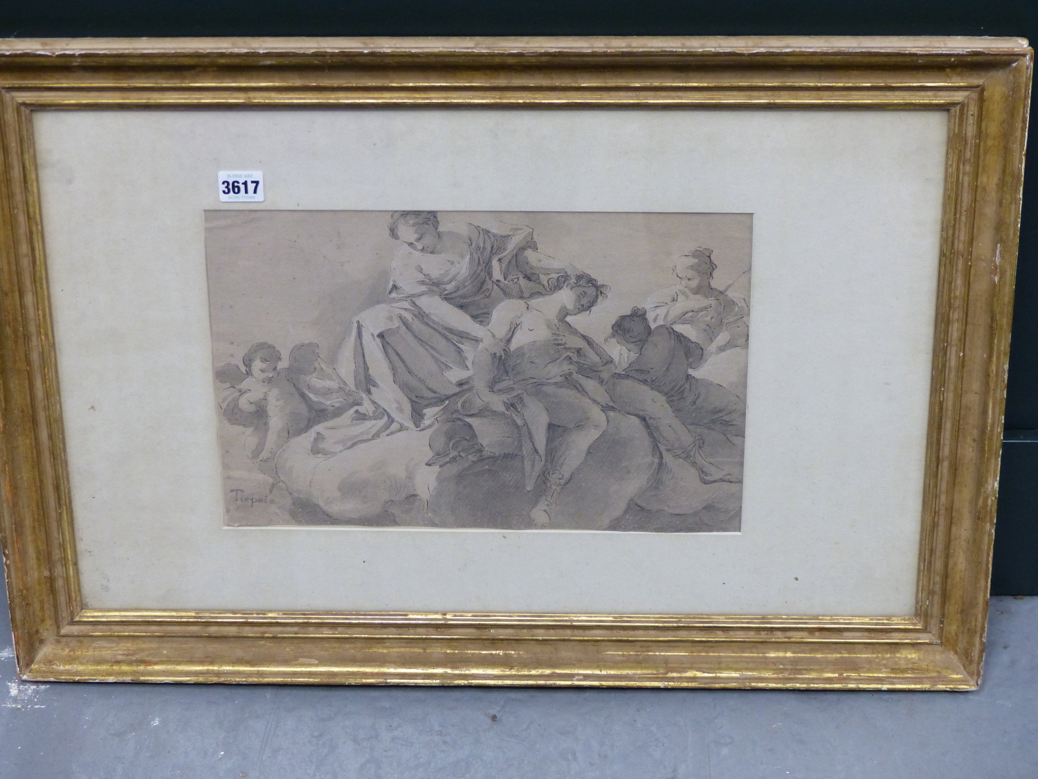 AFTER GIOVANNI TIEPOLO, AN 18TH/ 19TH FIGURE STUDY, GREY WASH, PENCIL AND CHALK ON PAPER, BEARS - Image 8 of 9