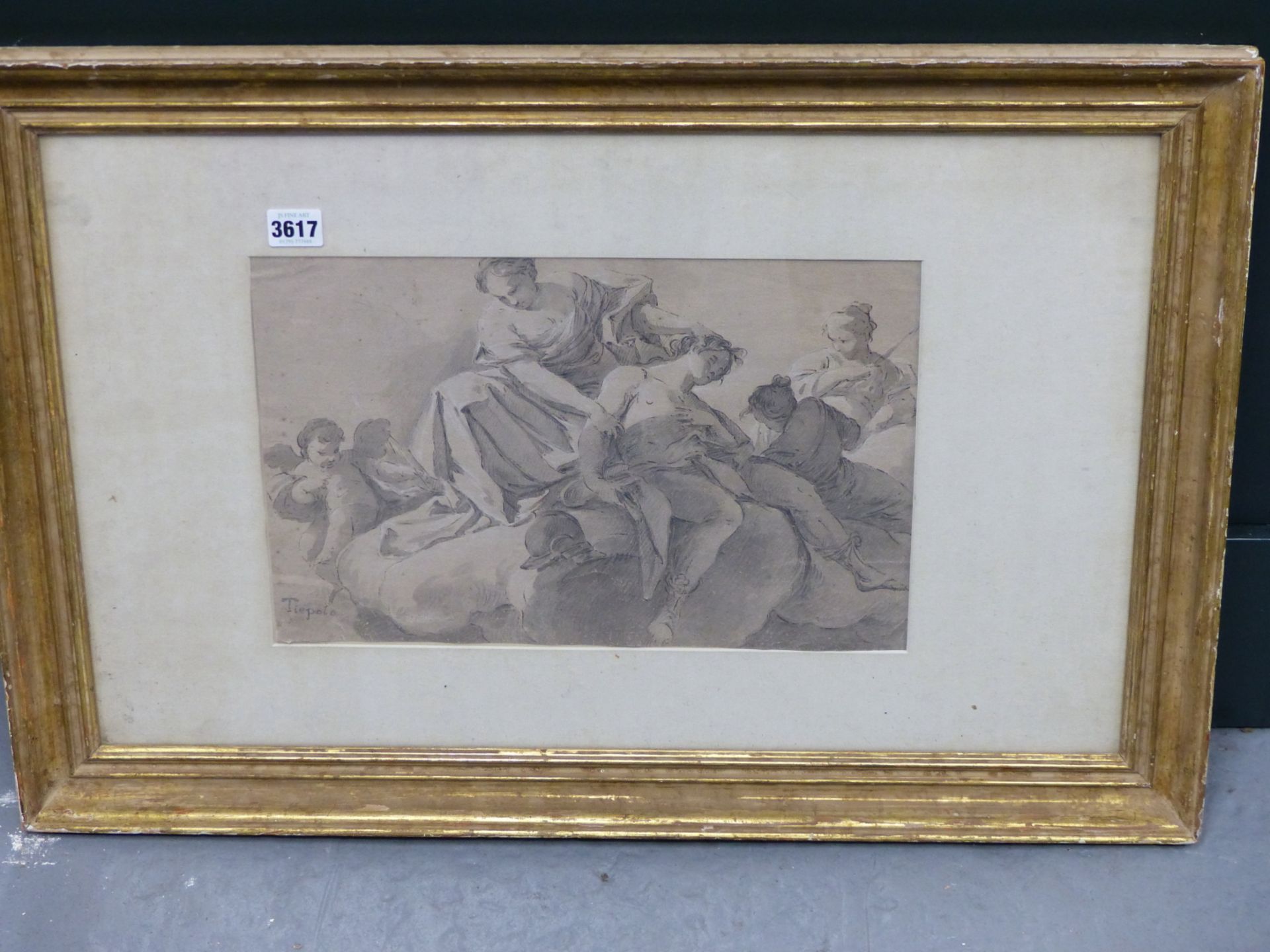 AFTER GIOVANNI TIEPOLO, AN 18TH/ 19TH FIGURE STUDY, GREY WASH, PENCIL AND CHALK ON PAPER, BEARS - Bild 8 aus 9