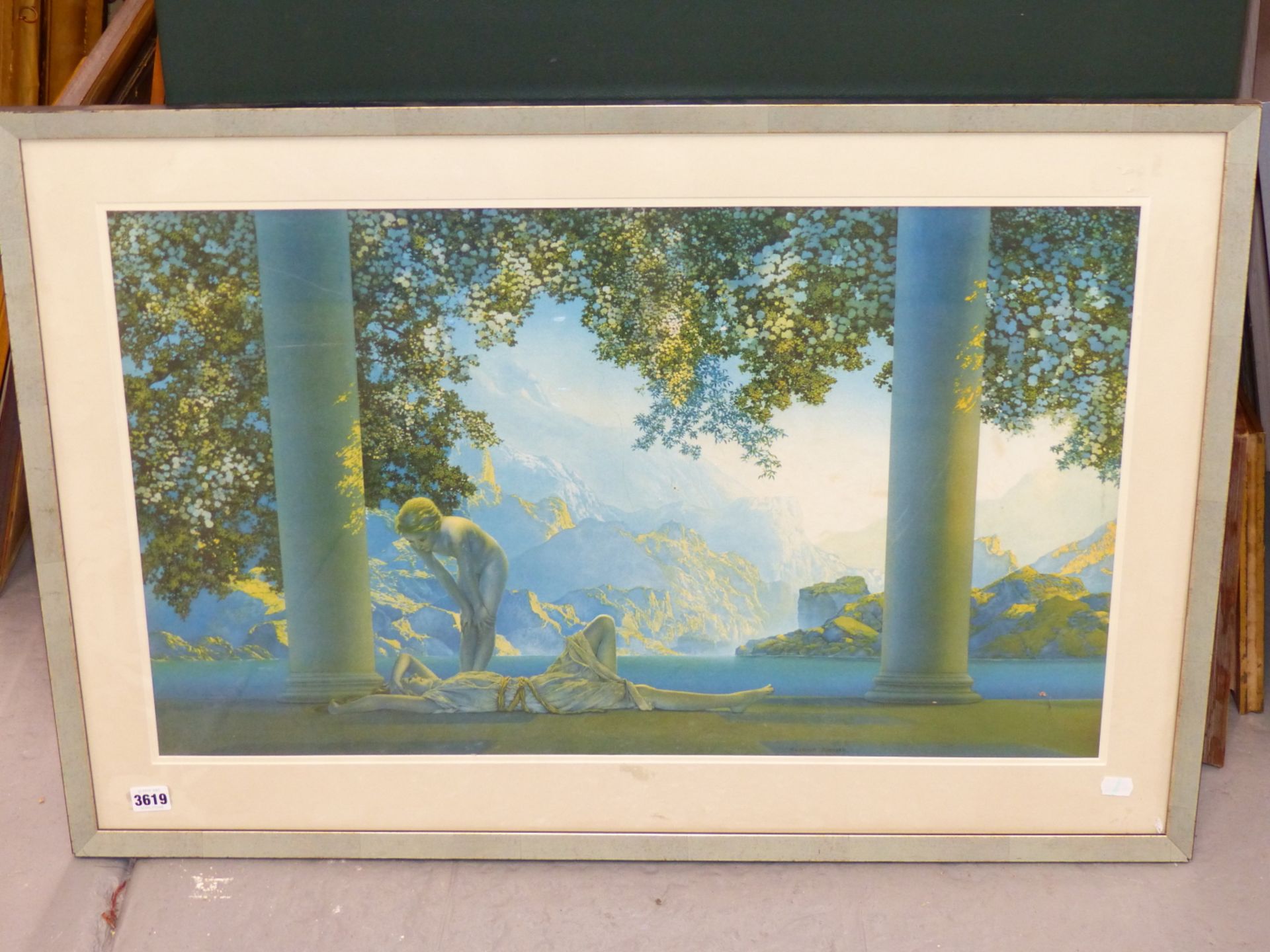 AFTER MAXFIELD PARRISH (1870-1966) "DAYBREAK" COLOUR PRINT 74 X 44 cm. - Image 3 of 4