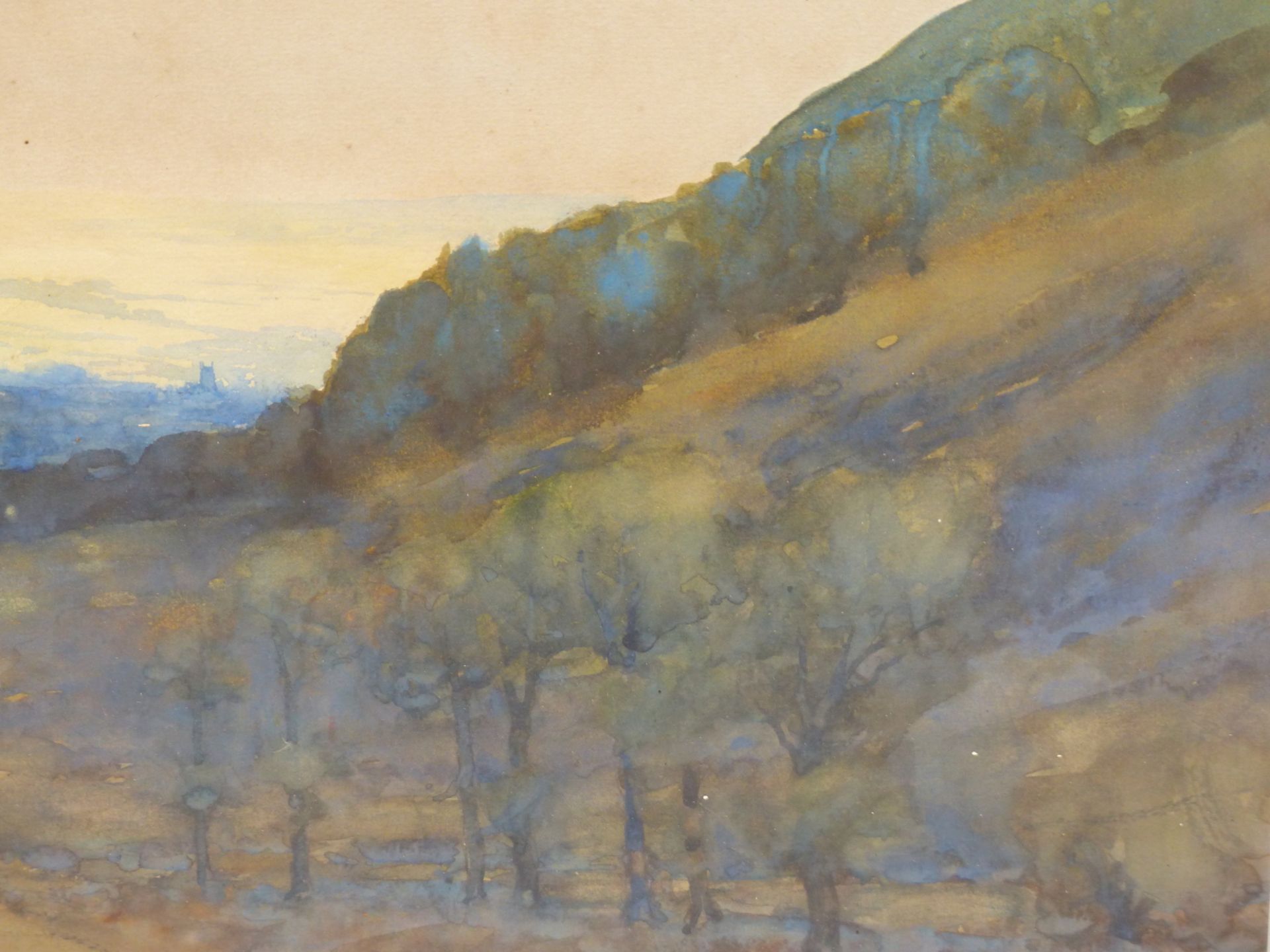 EDGAR THOMAS HOLDING (1870-1952) EXPANSIVE TREE LINED VALLEY PATH WITH DISTANT LANDSCAPE. - Image 3 of 8