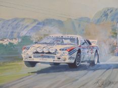 RODNEY DIGGENS (B 1937), ARR. LANCIA RALLY CAR AT SPEED- 1983 MONTE CARLO RALLY, ROHRR AND