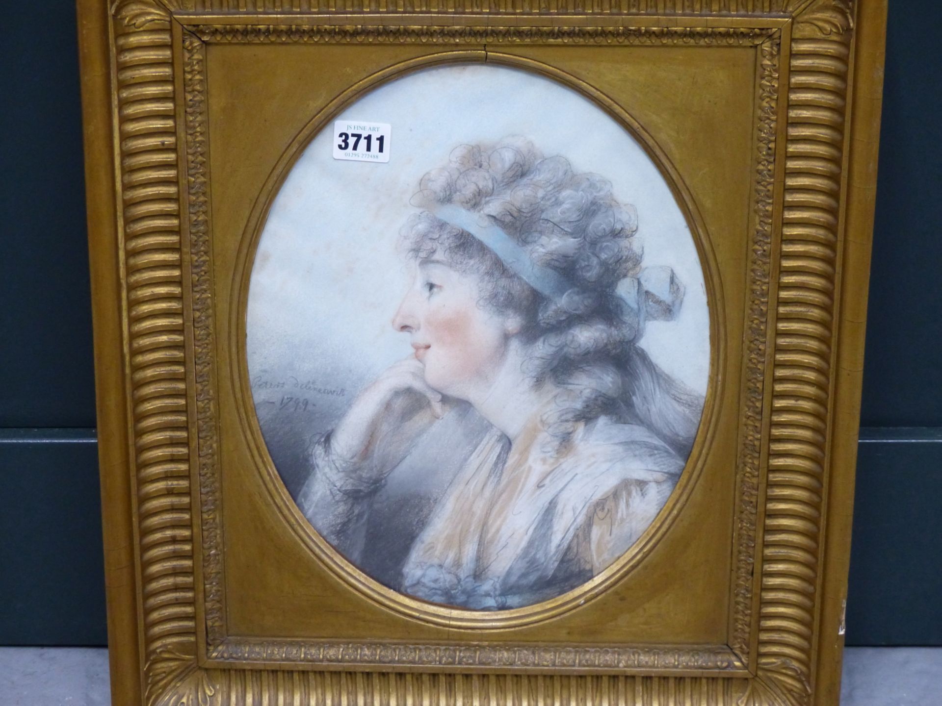 18TH/19TH CENTURY SCHOOL. PORTRAIT OF A CONTEMPLATIVE LADY. PASTEL. BEARS INSCRIPTION "PETERS - Image 7 of 8