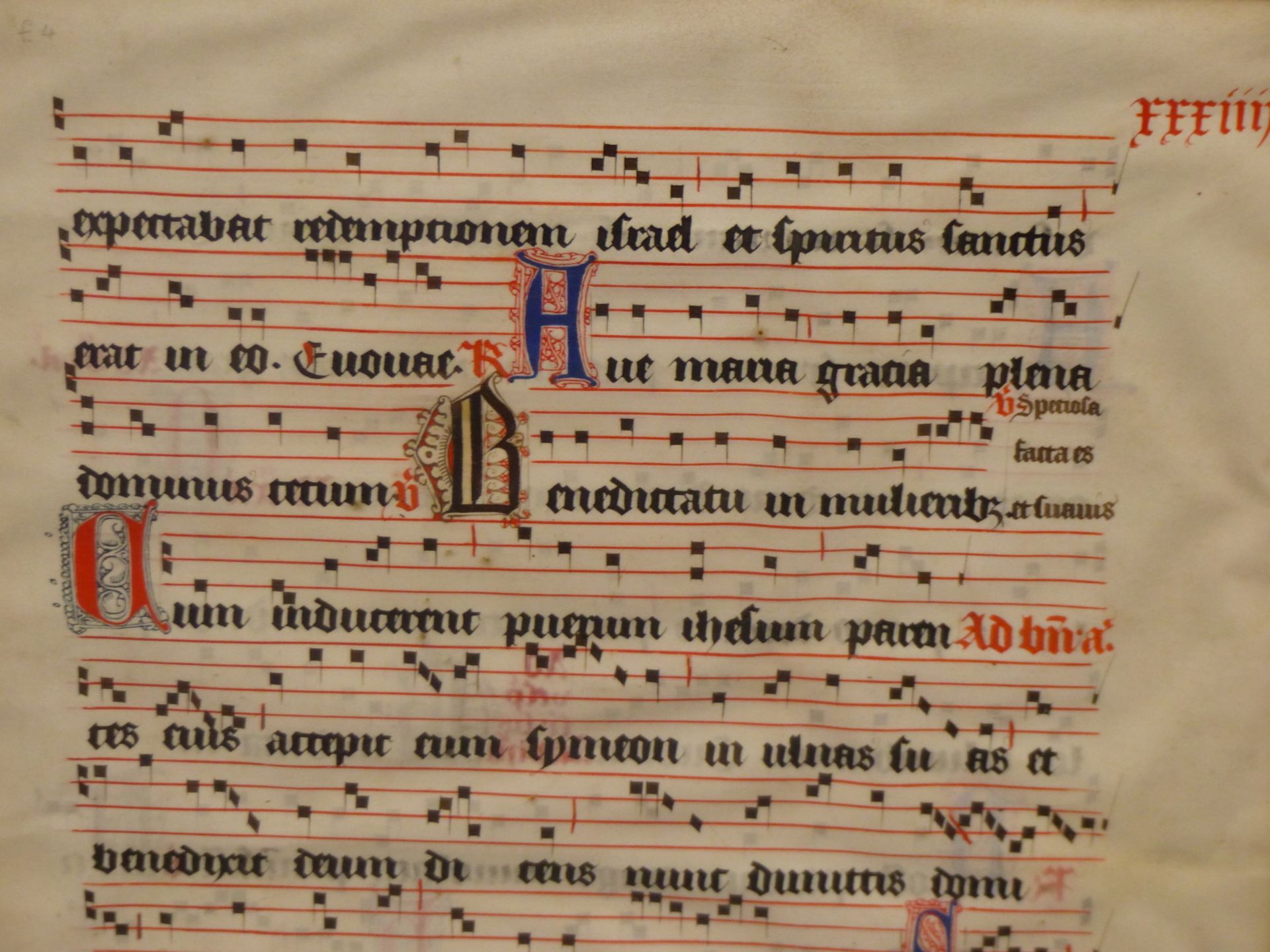 14TH CENTURY NETHERLANDS OR GERMANY, HAND ILLUMINATED MUSIC ANTIPHONARIUM MANUSCRIPT PAGE ON - Image 2 of 5