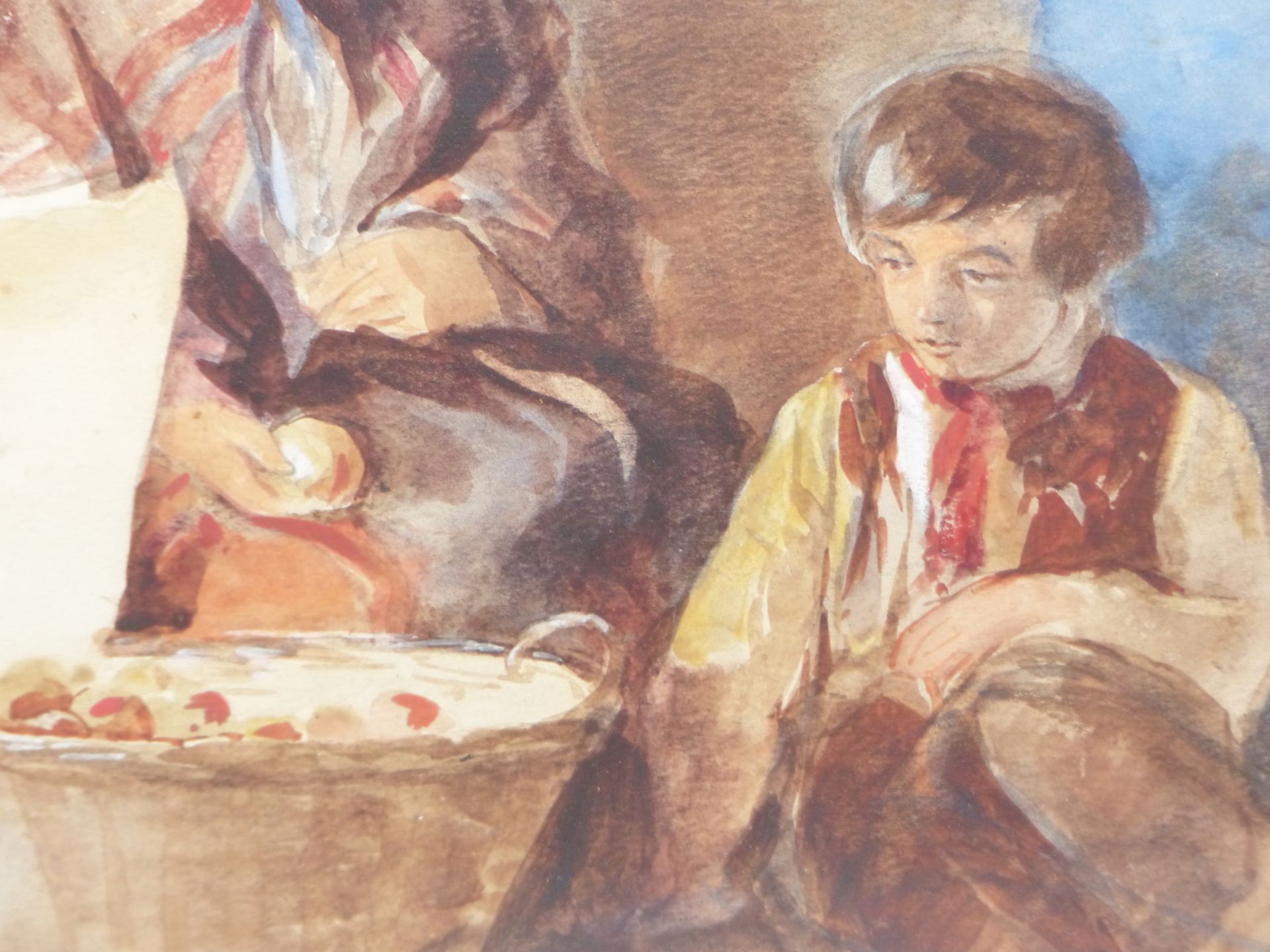 19TH CENTURY ENGLISH SCHOOL, THE APPLE SELLER, WATERCOLOUR. 35 X 40 cm - Image 5 of 7