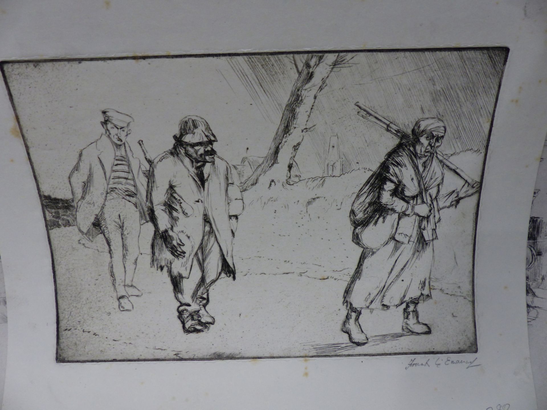 FRANK LEWIS EMANUEL (1865-1948) RUSTIC FIGURES ON A PATH, ETCHING ,PENCIL SIGNED. 25 X 18 cm - Image 6 of 8