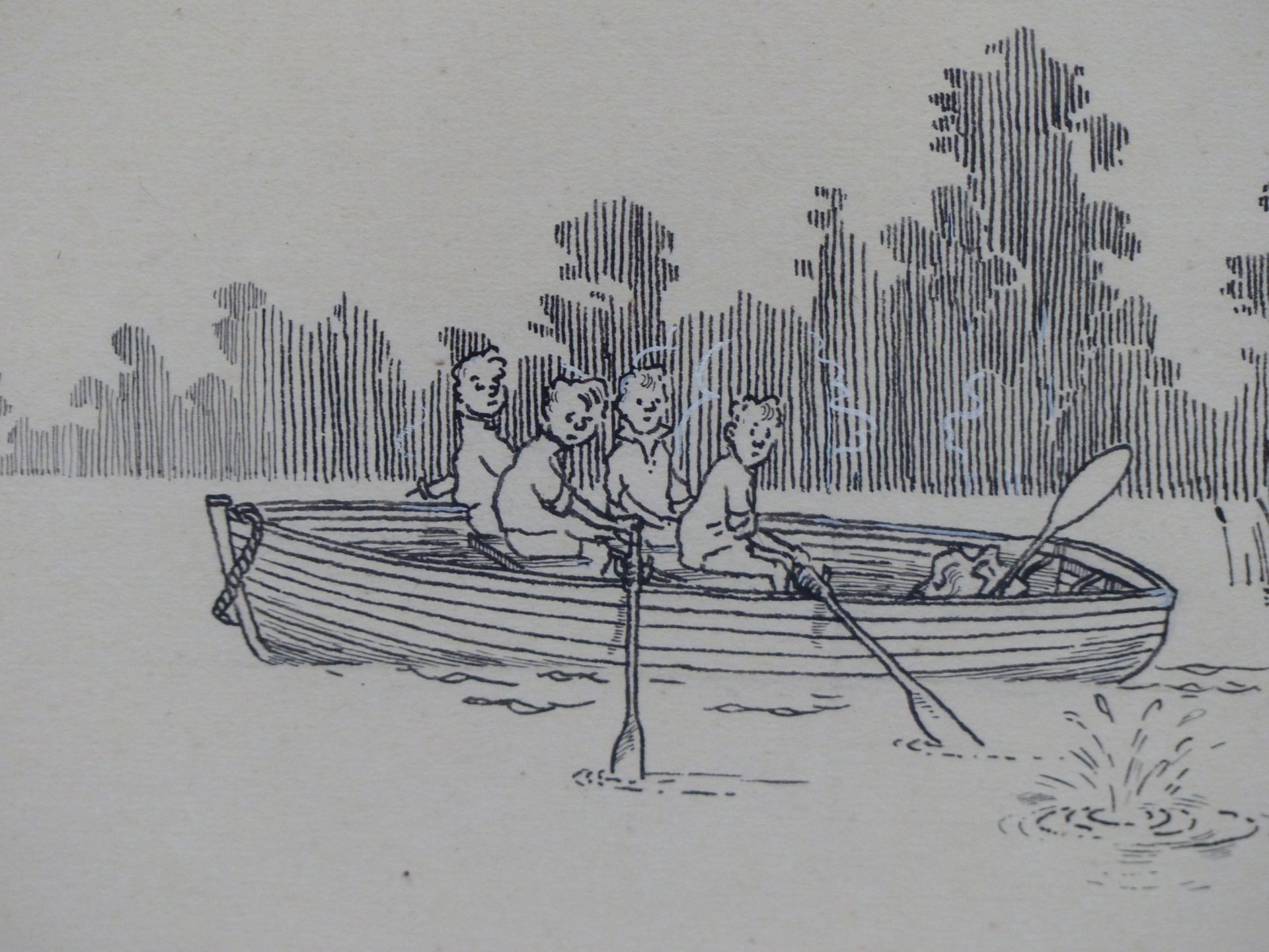 NICHOLAS GARLAND (B.1935) ARR. FOUR BOYS IN A ROW BOAT, PEN AND INK CARTOON. SIGNED LOWER RIGHT. 29 - Image 3 of 4