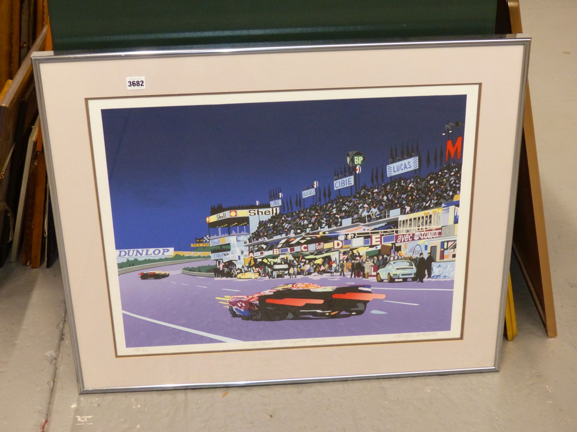 AFTER RANDY OWENS (20th CENTURY) (ARR). LE MANS-THE EIGHTH HOUR- SILK SCREEN PRINT, PENCIL SIGNED - Image 2 of 5