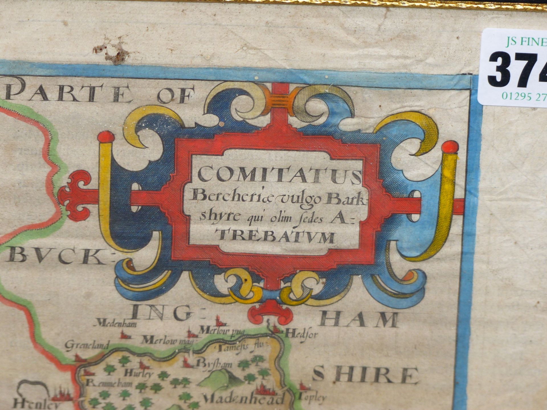 SAXTON- HOLE, (C.1637). HAND COLOURED ENGRAVED MAP OF BERKSHIRE FROM CAMPDEN'S BRITTANICA 33 X 24 - Image 2 of 5