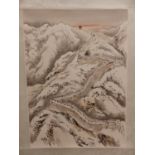 A CHINESE SCROLL PAINTING ILLUSTRATING CHAIRMAN MAO'S POEM- SNOW. BY WU CHING-DING.
