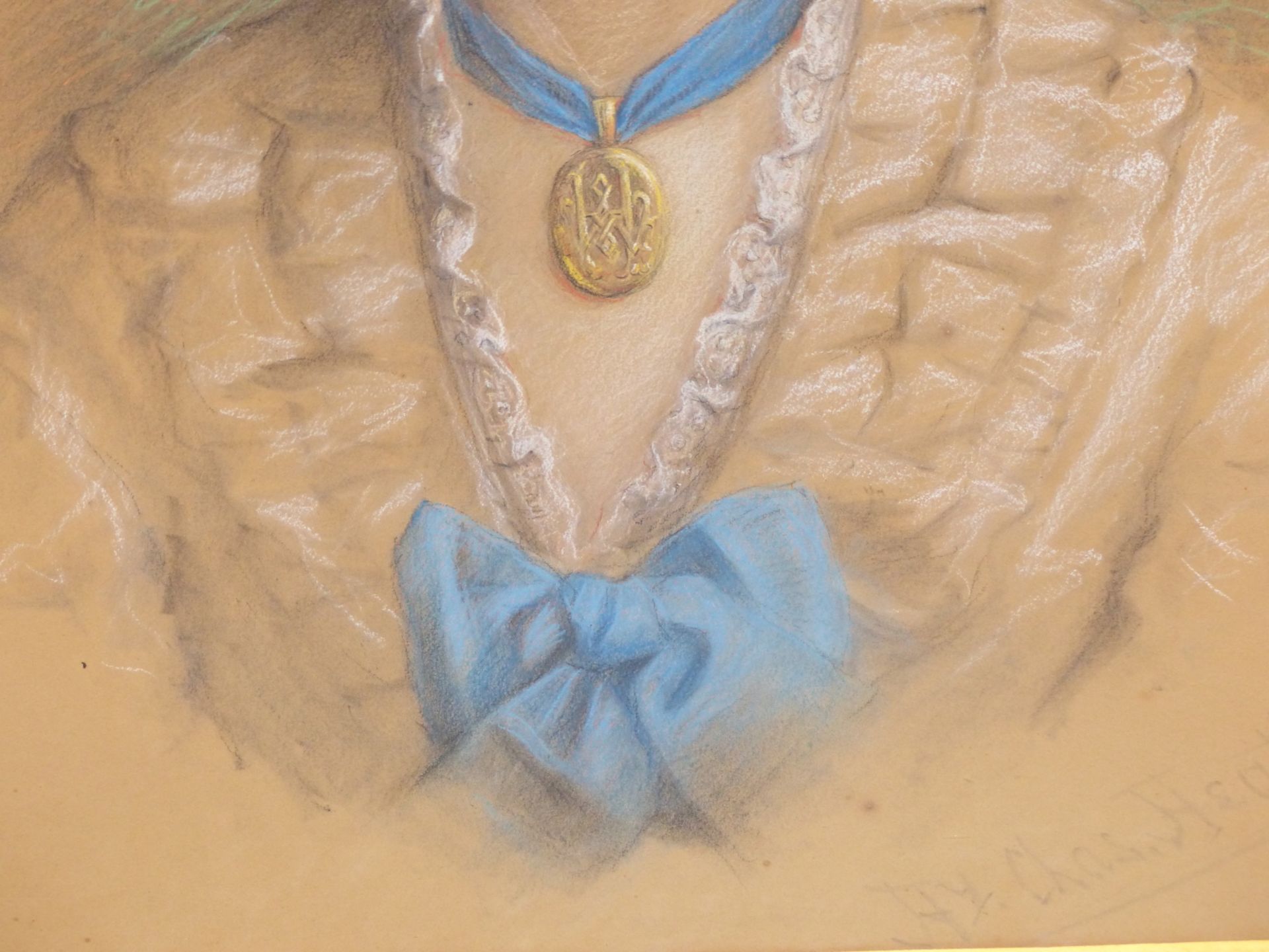 19TH CENTURY ENGLISH SCHOOL, PORTRAIT OF A LADY WITH FINE JEWELLERY, PASTEL ON PAPER. BEARS - Image 3 of 11