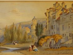 G.P. ASH****** ? (19TH CENTURY). HONFLEUR FRANCE, WATERCOLOUR, MONOGRAMMED AND SIGNED LOWER RIGHT (
