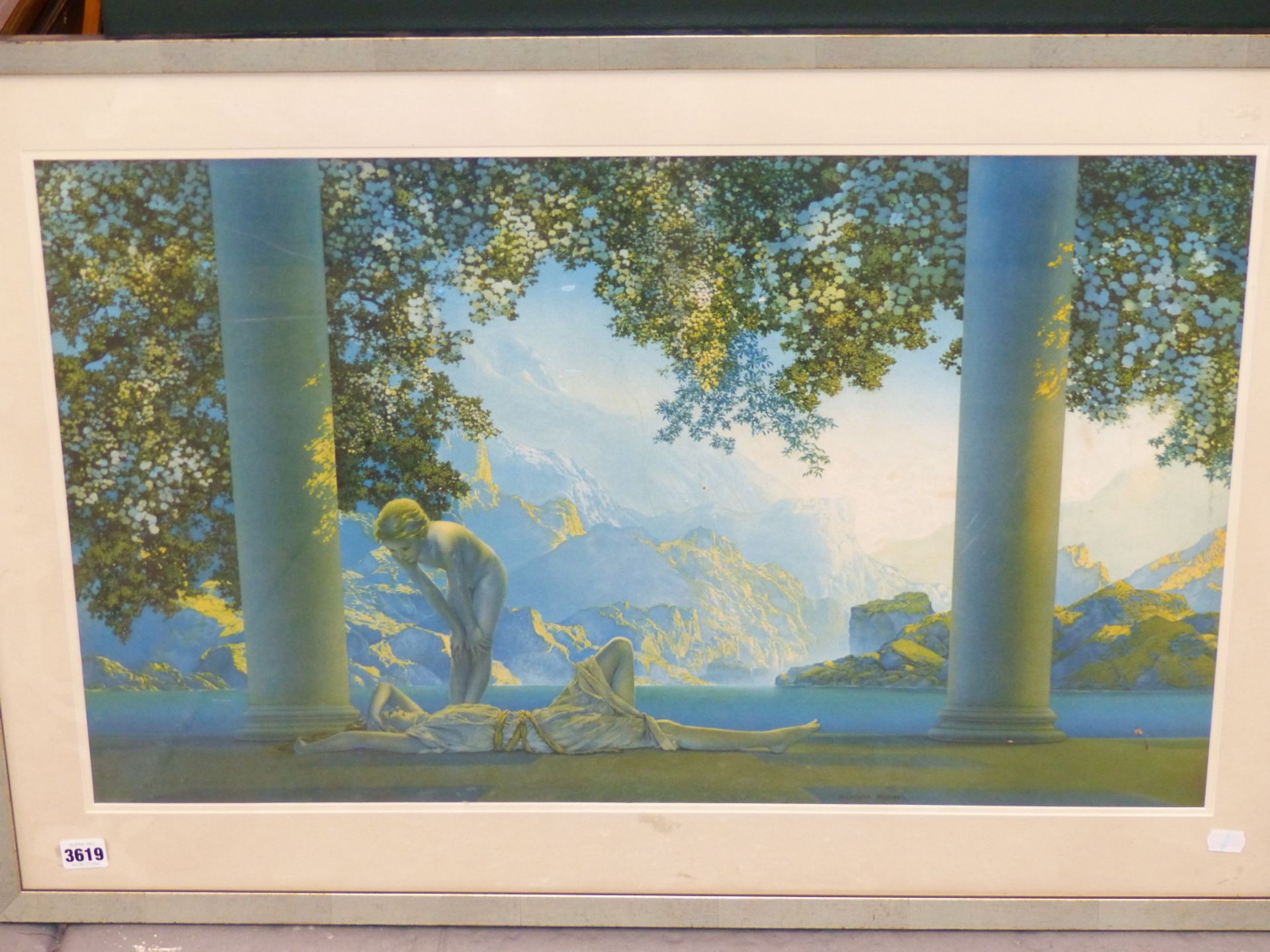 AFTER MAXFIELD PARRISH (1870-1966) "DAYBREAK" COLOUR PRINT 74 X 44 cm. - Image 2 of 4
