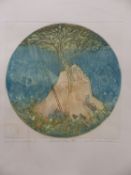 MICHAEL OELMAN (B.1941) JACOBS LADDER II , SACRED TREE. ETCHING. PENCIL SIGNED TITLED AND NUMBERED