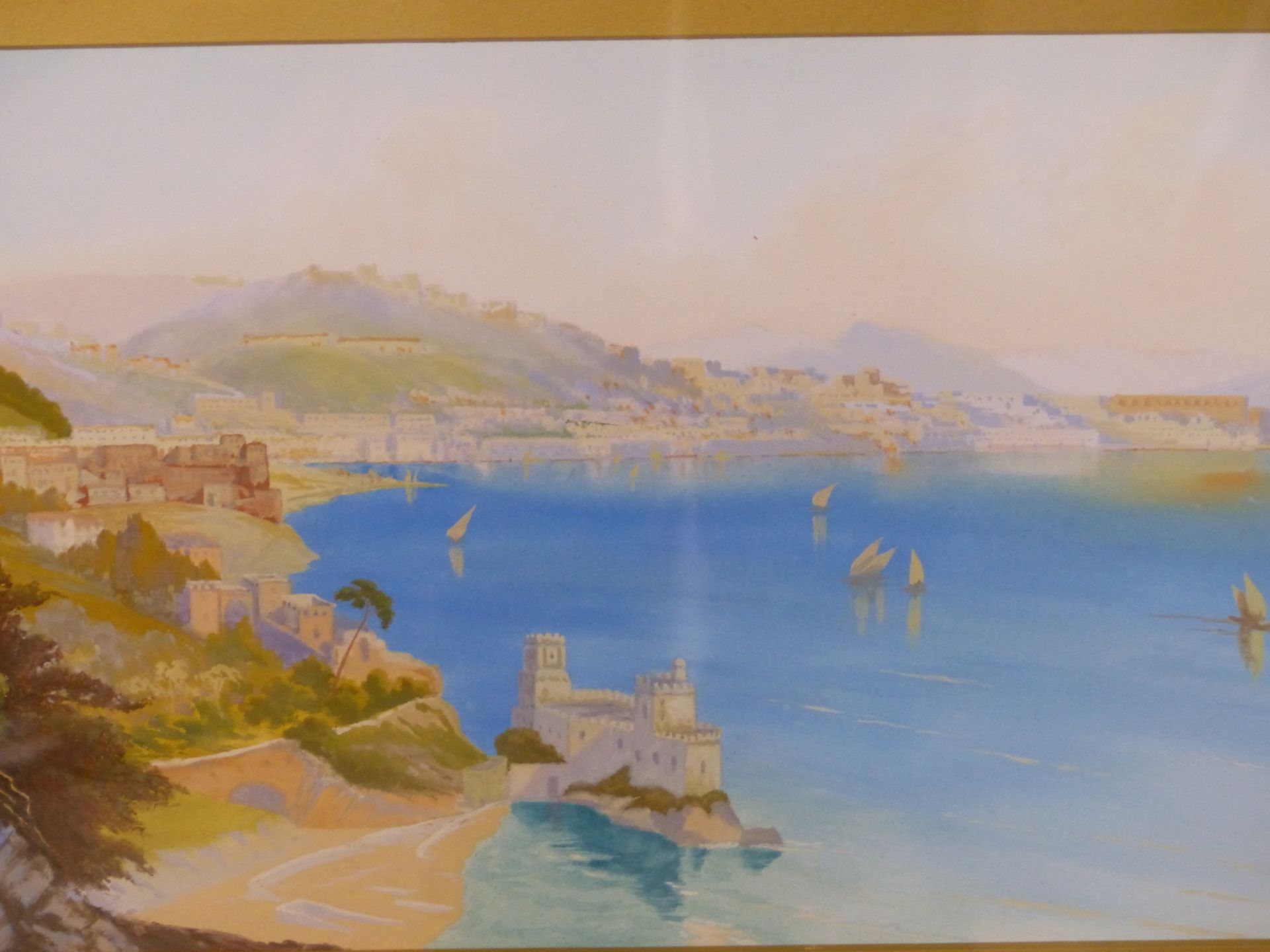ROLAND STEAD (20TH CENTURY) THE BAY OF NAPLES . WATER COLOUR SIGNED LOWER LEFT. 77 X 26 cm. - Image 4 of 7