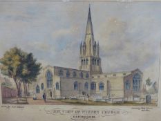 EARLY 19TH CENTURY ENGLISH SCHOOL, SOUTH WEST VIEW OF WITNEY CHURCH (ST. MARYS) OXFORDSHIRE.INK