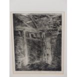 EILEEN DAY (20TH CENTURY) ARR.THE BARN, HEBLY. PENCIL SIGNED ARTIST PROOF ETCHING.21 X 28 cm.