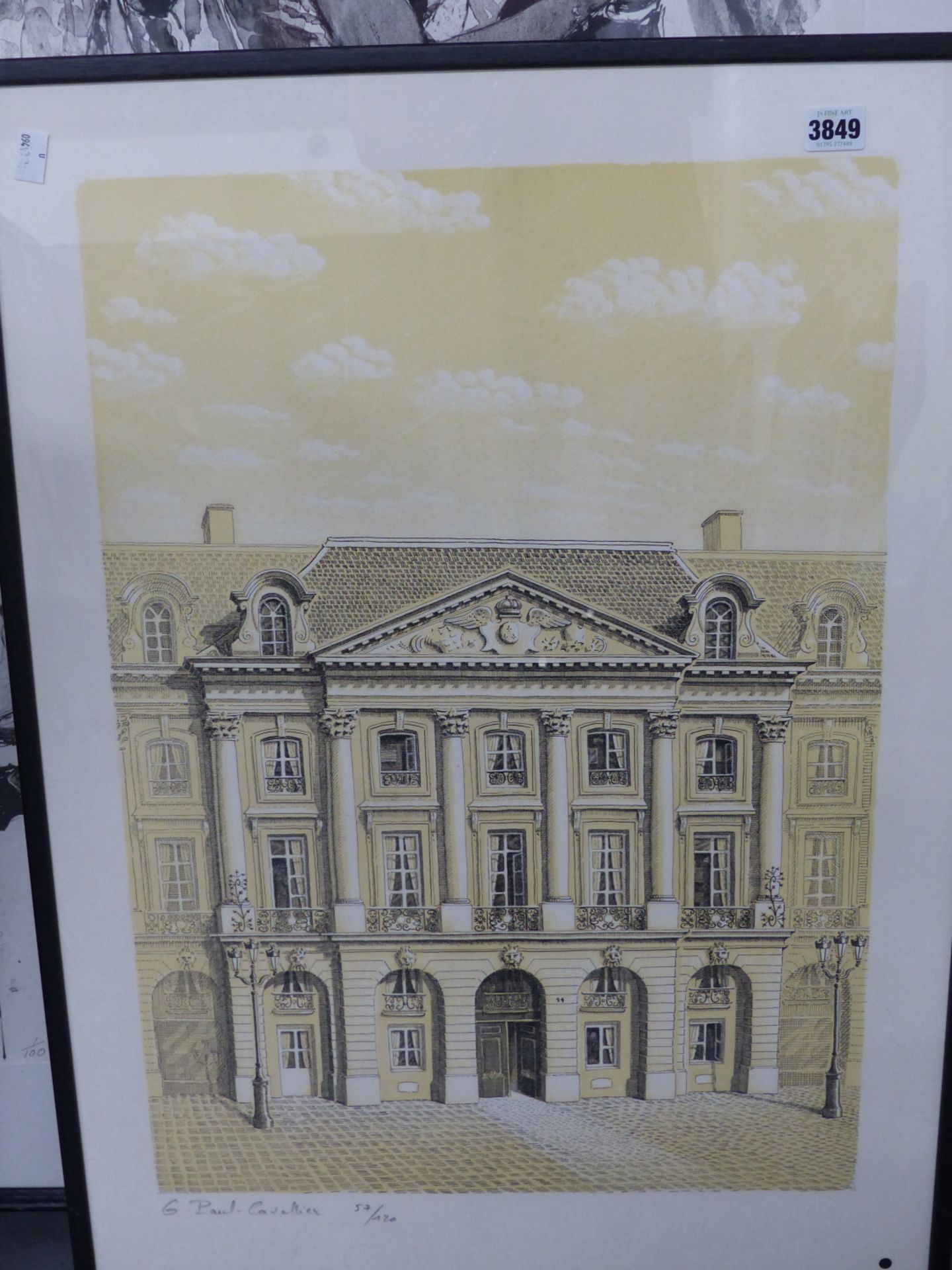 GERALD PAUL CAVALIER (20TH CENTURY). ARR. AN ITALIAN TOWN HALL FACADE, LITHOGRAPH, PENCIL SIGNED AND - Image 2 of 5