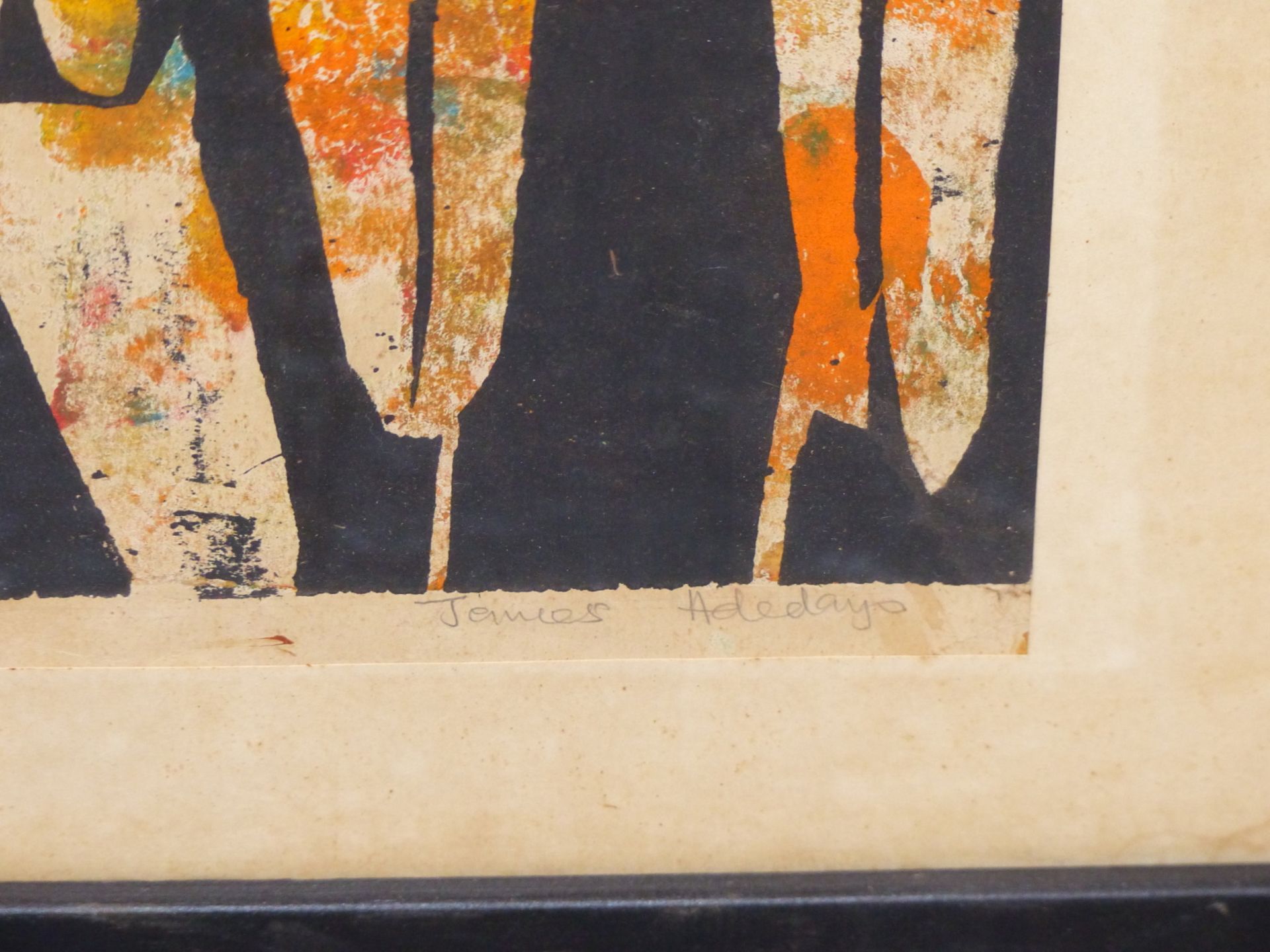 JAMES ADEDAYO (NIGERIAN 20TH CENTURY) ARR. SLAVERY- SCREEN PRINT IN COLOURS ON PAPER, PENCIL SIGNED - Image 3 of 6