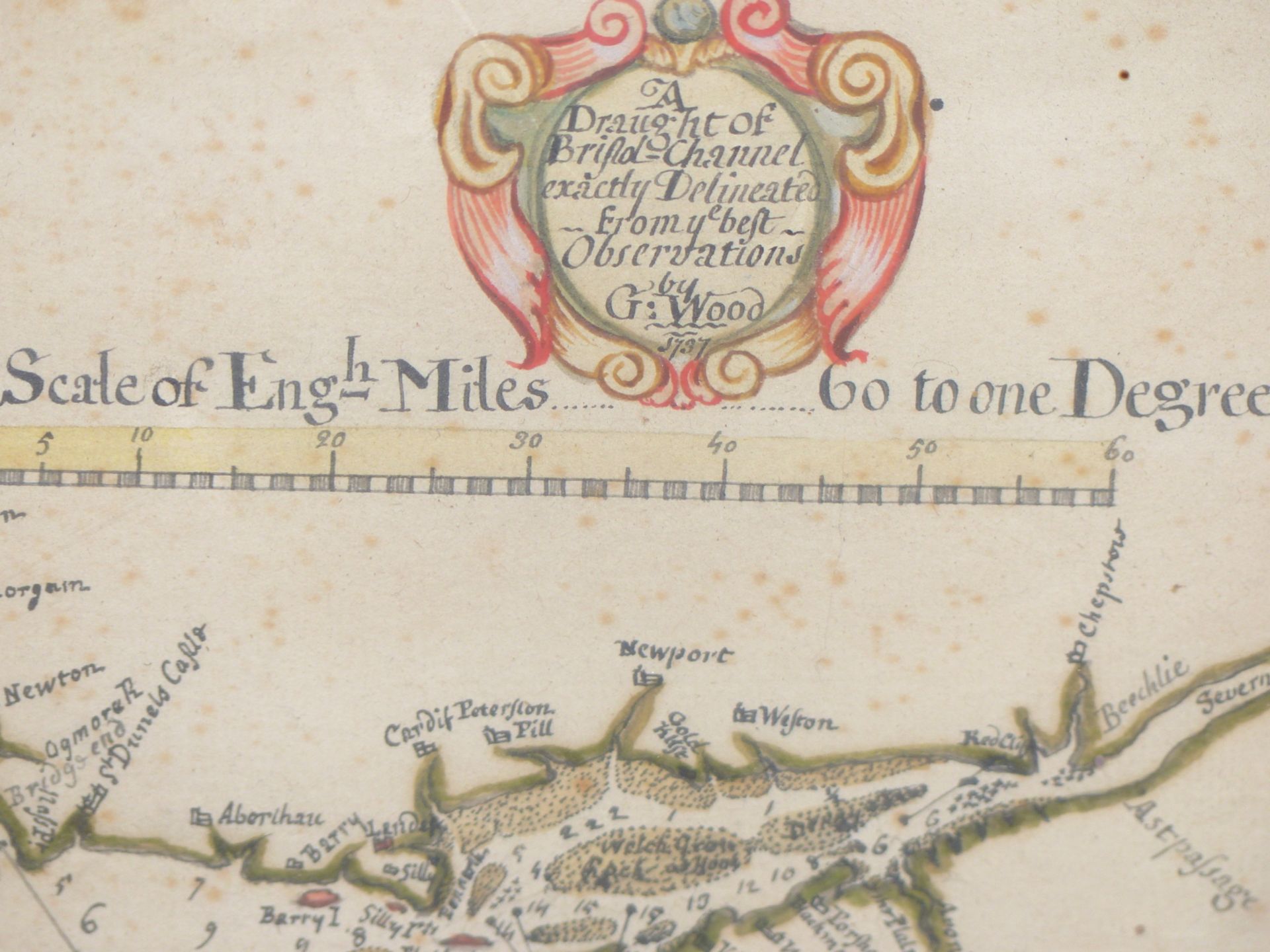 G. WOOD (CARTOGRAPHER) 18TH CENTURY ENGLISH. A DRAUGHT(SIC) OF THE BRISTOL CHANNEL EXACTLY - Image 2 of 9