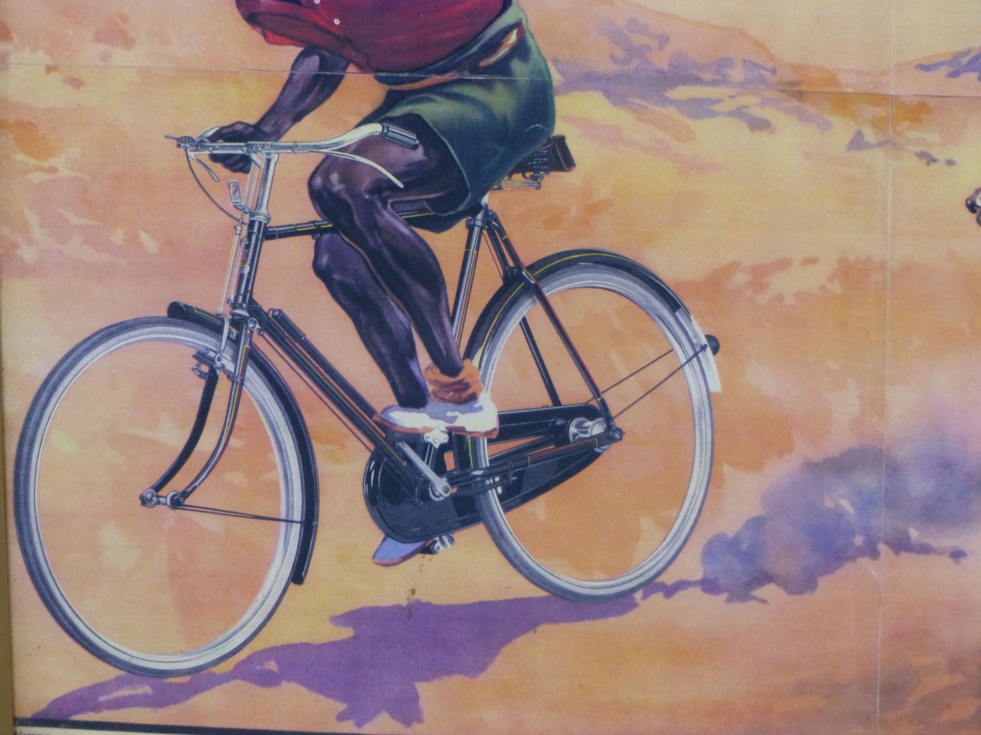 20TH CENTURY. A RARE RALIEGH ALL STEEL BICYCLE ADVERTISING PRINT.C.1940'S 62 X 48cm. - Image 3 of 18