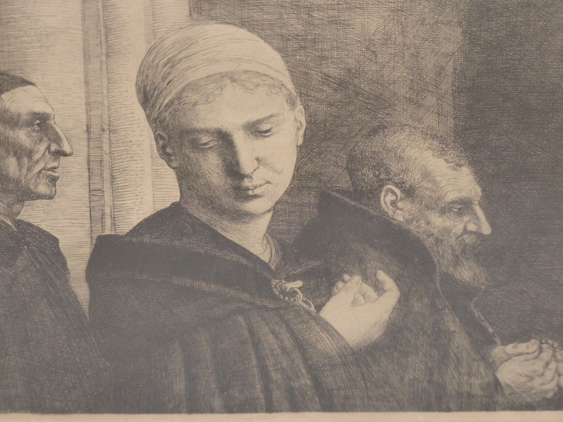 ALPHONSE LEGROS (1837-1911). LE BAPTEME (THE CHRISTENING/BAPTISM). ETCHING. 28 X 22 cm. TOGETHER